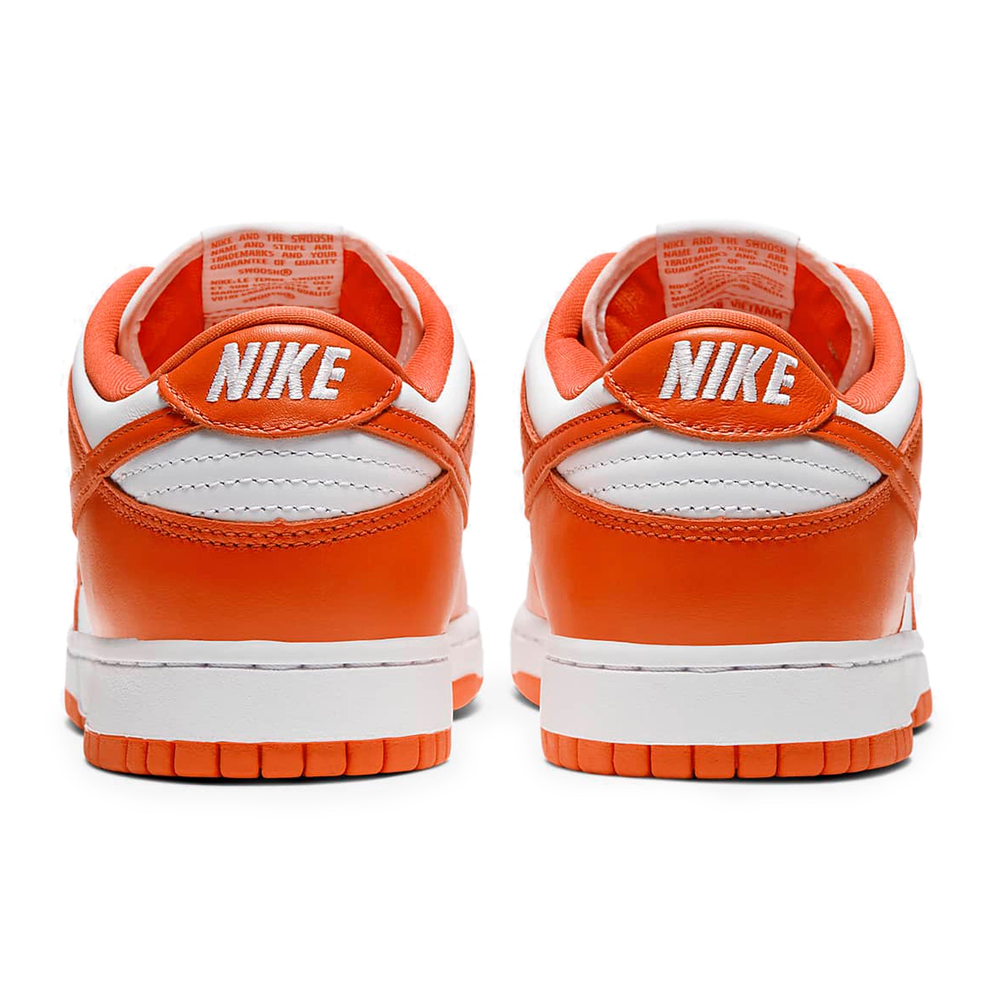 Heel view of Nike Dunk Low Syracuse (2020/2022) CU1726-101